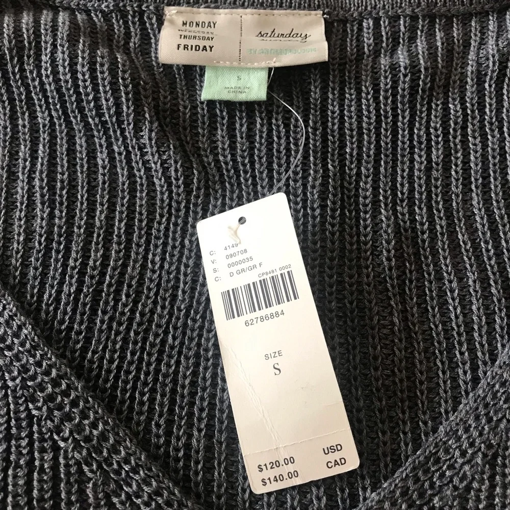 NWT Anthropologie Knit Midi Dress. Size Small. Dark Grey color - Picture 6 of 7